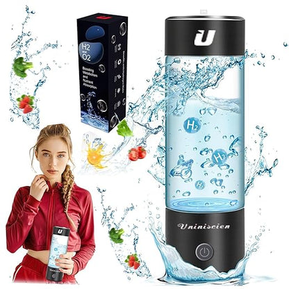 2in1 Hydrogen Water Bottle 2024, Hydrogen Water Generator with SPE PEM Technology Water ion, Hydrogen Dispenser Improves Water Drinking in 3 Minutes for Home, Office, Travel,USB-C Charging (Black)