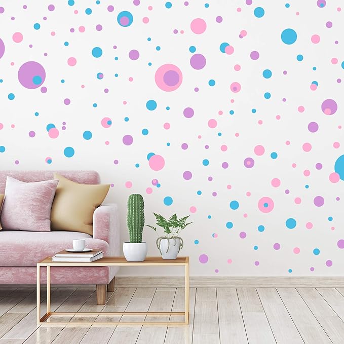 Zonon 264 Pieces Polka Dots Sticker Circle Wall Decal for Bedroom, Playroom Decor Removable Vinyl Stickers Dots Wall Decals