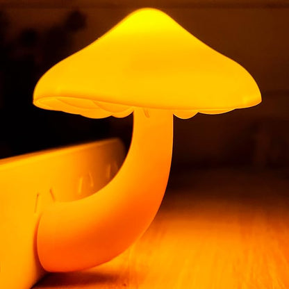 ZEZHOU Sensor LED Mushroom Night Light - Plug-in Wall Dream Bed Room Nightlight for Adults Kids Cute Mushroom Lamp Cottagecore Decor for Bedroom, Bathroom, Stairs, Hallway Corridor, Warm Yellow