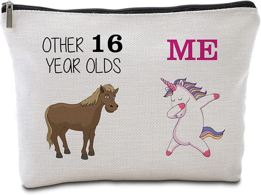 16th Birthday Gifts for Her Travel Makeup Bag Funny Unicorn Gift Bag Other 16 Year Old Me Unicorn Sweet 16 Sixteen Gifts for Sister Best Friend 16 Year Old Gift Ideas