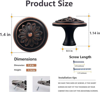 10 Pack Oil Rubbed Bronze Cabinet Dresser Drawer Knobs,1-2/5"Rustic Bronze Knobs Handles for Cabinets and Drawers Kitchen Knobs for Dresser Drawers Bathroom Cabinet Door Knobs Bronze