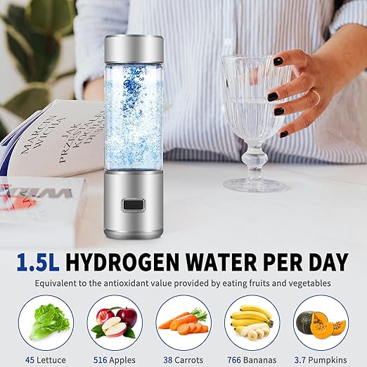 2in1 Hydrogen Water Bottle - 2024 New Portable 6000+ PPBHydrogen Water Ionizer Machine for Home Office Travel - Hydrogen Water Generator Glass Health Cup - Hydrogen Water Machine