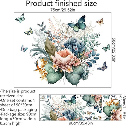 Vibrant Butterfly & Flower Wall Decals - 90cm x 30cm Sheet for Home, Office, & DIY Decor