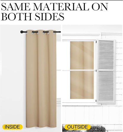 NICETOWN Bedroom Room Darkening Draperies - Home Fashion Thermal Insulated Solid Grommet Room Darkening Window Curtains for Hall Room (1 Pair, 55 inches Wide by 86 inches Long, Beige)