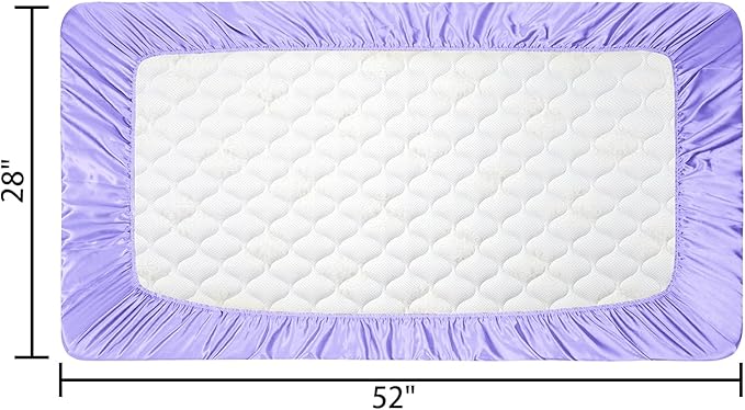 2 Pack Satin Soft Crib Sheet for Baby with Sensitive Hair Silky Baby Mattress Sheet Pink and Violet Unisex 52’’x28’’x8’’ Fitted Sheets