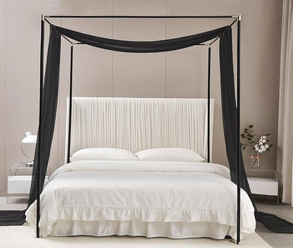 Akiky Bed Canopy Curtains Black Sheer Canopies Bed Drapes Sheer Scarf Valance 1 Canopy Panel Full Queen Size Bed Scarf Valance Home décor