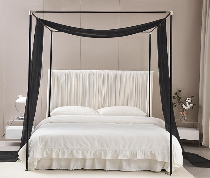 Akiky Bed Canopy Curtains Black Sheer Canopies Bed Drapes Sheer Scarf Valance 1 Canopy Panel Twin Size Bed Scarf Valance Home décor