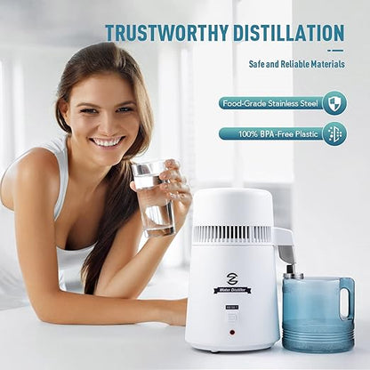 CO-Z Distilled Water Maker, 1 Gallon Water Distiller, 4L Home Countertop Water Distiller Machine, Table Desktop Water Distill Distilling Purifier Purification Filter, Home Pure Clean Water Device