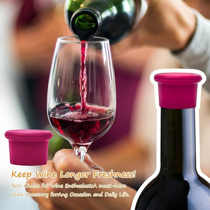 12 PCS Silicone Wine Stoppers, Reusable Silicone Wine Saver Sealer Stoppers Cover,Wine Bottle Caps Corks to Keep Wine Champagne Beverages Sparkling Beer Storage Fresh (6 colors)