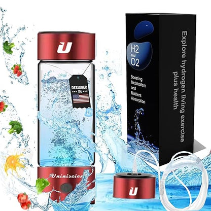 2in1 Hydrogen Water Bottle 2024, Hydrogen Water Generator with SPE PEM Technology Water ion, Hydrogen Dispenser Improves Water Drinking in 3 Minutes for Home, Office, Travel,USB-C Charging (red)