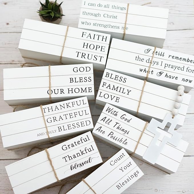 Decorative Books for Home Decor, Fake Books for Decoration, Wooden Faux Books for Decoration, Farmhouse Book Decor (with God All Things are Possible)