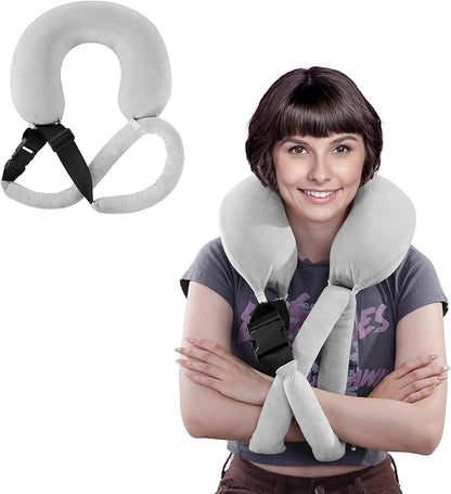 MABOZOO Neck Pillow for Sleeping on Airplane with Adjustable Buckle,Memory Foam Travel Pillow for Neck Support Hand Support,Neck Pillow for Airplane Travel, Car,Train and at Home