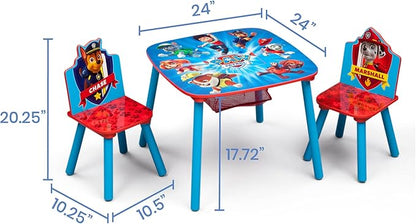 Delta Children Kids Table and Chair Set With Storage (2 Chairs Included) - Ideal for Arts & Crafts, Snack Time, Homeschooling, Homework & More, Nick Jr. PAW Patrol