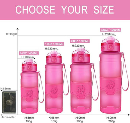 ZORRI 14/17/ 24/32 OZ Water Bottles, BPA Free Tritan Lightweight Leak Proof Sport Bottle with Brush, Lock Feature, Track Marker, and Flip Lid for Kids School, Fitness, Office, Sports & Outdoors