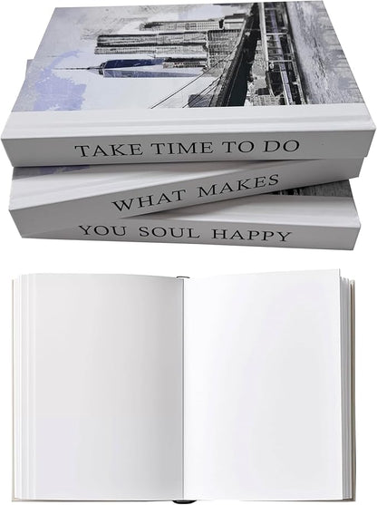 Neutral Home Books Decor Display for Living Room and Office Hardcover Fake Decorative Books for Coffee Tables and Shelves Inside Blank(Buildings)