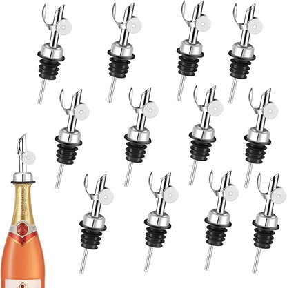 Liquor Pour Spout,Pour Spout for Liquor Bottles,Automatic Olive Oil Dispenser Spout,liquor dispenser,Olive Oil Spout,liquor bottle pourers Alcohol Wine Syrup Home Bar Accessories (Sliver, 12 Pack)