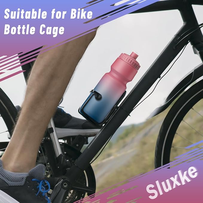 2 Pack Squeeze Water Bottles, 24oz Cycling Water Bottle, 720ml Bike Water Bottles BPA Free for cycling, Running, Hiking etc