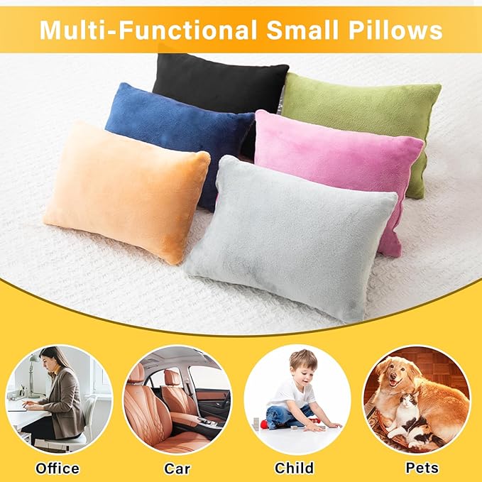 2 Pack Small Pillow, Memory Foam Mini Pillow 11 X 7 Inches for Travel, Sleeping, Nap and Neck, Knee, Lumbar Support, Tiny Pillow Cushion for Pet, Dogs (Black)