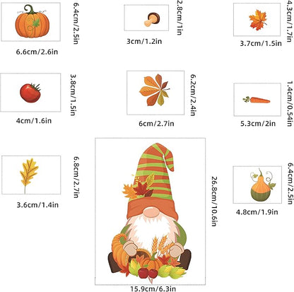 6 Sheets Fall Window clings for Home Windows Maple Leaf Window Stickers Thanksgiving Gnomes Window Decoration Autumn Window Decals for Home Office Classroom Party(Style A)