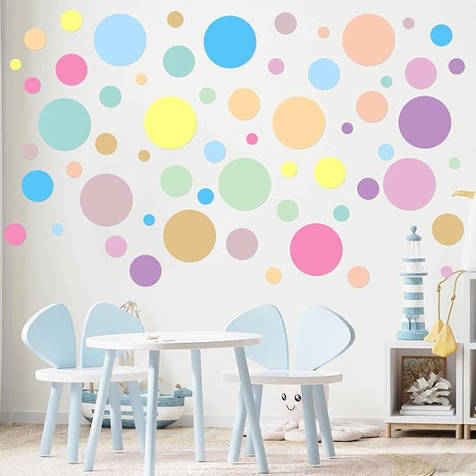 Zonon 264 Pieces Polka Dots Sticker Circle Wall Decal for Bedroom, Playroom Decor Removable Vinyl Stickers Dots Wall Decals(Candy Colors)