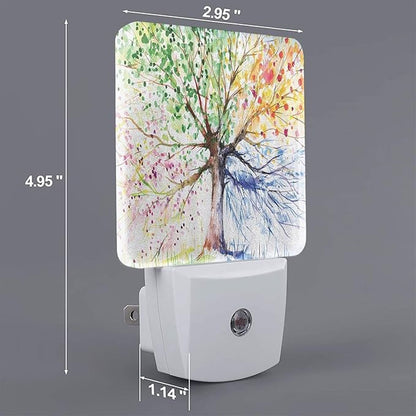 Vintage Tree Night Light for Kids Plug into Wall Led Nightlight with Dusk to Dawn Sensor Compact Lamp Bedroom Bathroom Nursery Hallway Stairs Kitchen Home Decor