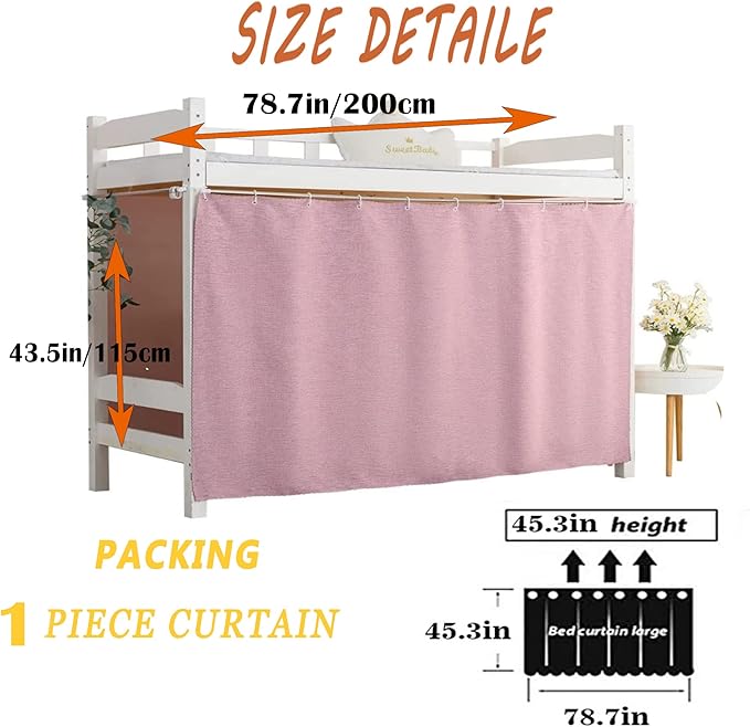 Dorm Home Solid Thicken Bunk Blackout Bed Curtains Cloth Bed Canopy Students Single Sleeper，1panel