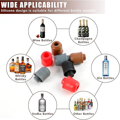 Wine Stoppers for Wine Bottles, Reusable Sparkling Wine Corks Sealer for Wine Bottles, Soft Silicone Wine Bottle Stoppers for Champagne Prosecco Home Use (12PCS)