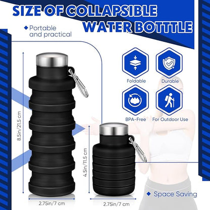 17oz Collapsible Water Bottles for Travel 500ml Reusable Foldable Silicone Water Bottle with Portable Buckle Silicone for Camping Hiking Sport