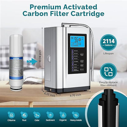 Alkaline Water Ionizer Machine AG7.0, Home Filtration System Produces pH 4-10.5 Water, 7 Water Settings, Up to -570mV ORP, 8000L Per Filter, Silver