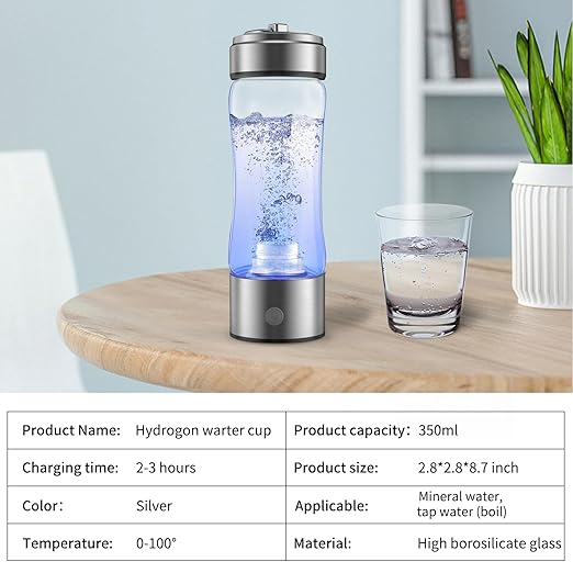 PaPiJoJo Hydrogen Water Bottles,Hydrohealth Hydrogen Water Bottle,Portable Rechargeable Hydrogen Water Bottle Generator,Water Ionizer Machine for Home, Type C