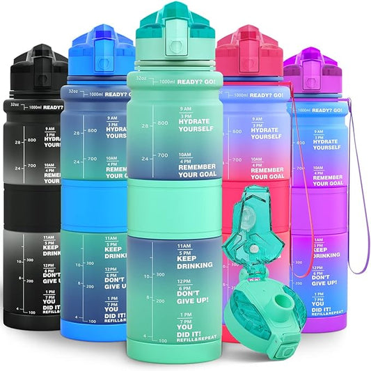 ZORRI 14/17/ 24/32 OZ Water Bottles, BPA Free Tritan Lightweight Leak Proof Sport Bottle with Brush, Lock Feature, Track Marker, and Flip Lid for Kids School, Fitness, Office, Sports & Outdoors