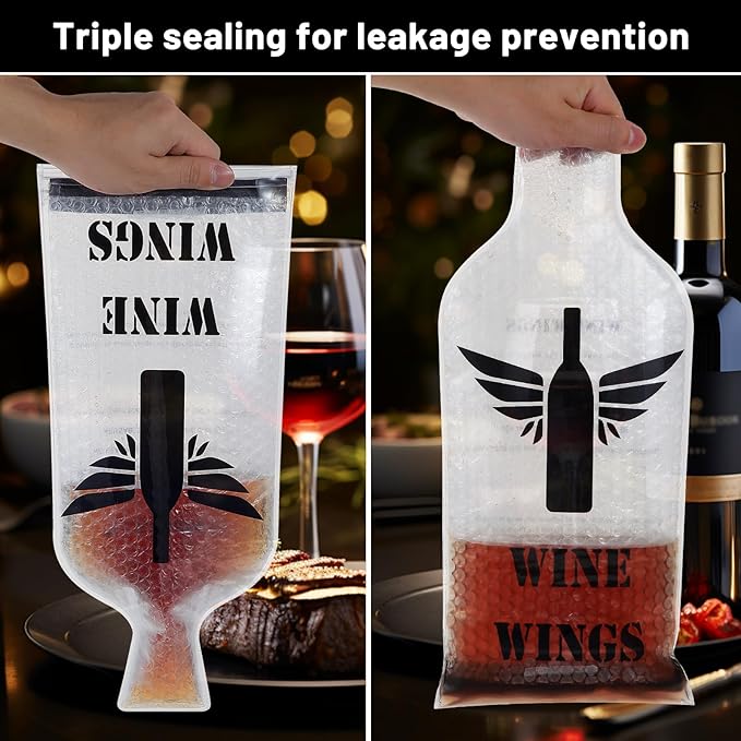 yhvoedy Wine Bags for Travel, Reusable Wine Bottle Travel Protector Bags, Airplane Car Cruise,Double Layer Leak Proof, wine bottle travel protector bags, Travel Wine Bags for Suitcase Luggage (6)