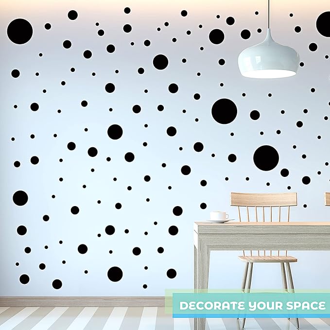 Zonon 264 Pieces Polka Dots Sticker Circle Wall Decal for Bedroom, Playroom Decor Removable Vinyl Stickers Dots Wall Decals(Black)