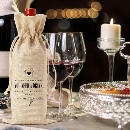 YUANHAO Realtor Wine Bag, Realtor Gifts for Women Men, Gifts for Realtors at Closing, Thank You for Being the Best Therapist Realtor Wine Bag