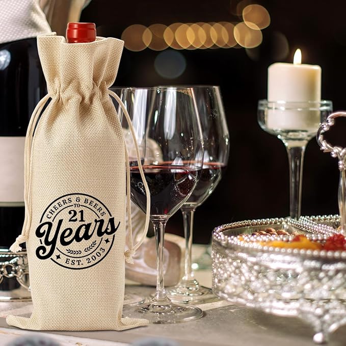 YUANHAO 21st Birthday Wine Bag, 21st Birthday Gifts for Her, 21st Birthday Gifts for Him, Cheers And Beers to 21 Years Wine Bag