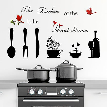 Sibba Kitchen Wall Stickers Murals Decor Dining Art Sets Living Room Accessories for Home Decorations Pictures Sticker Decals Tableware Theme Set Cabinet Office Peel Stick Artwork