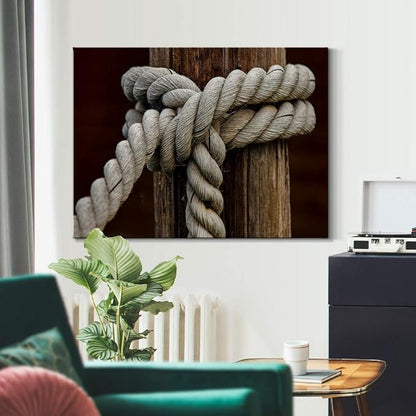 Renditions Gallery Canvas Nautical Wall Art Home Paintings & Prints Rope Closeup Knot Modern Vibrant Maritime Sailor Canvas Artwork Decorations for Bedroom Office Kitchen - 32"x48" LT33