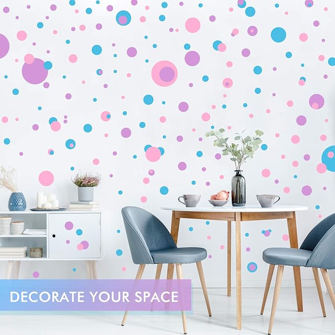 Zonon 264 Pieces Polka Dots Sticker Circle Wall Decal for Bedroom, Playroom Decor Removable Vinyl Stickers Dots Wall Decals