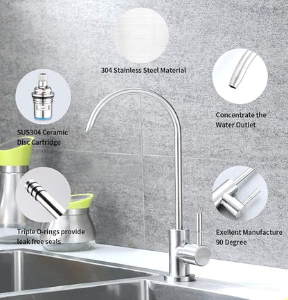 Water Filter Faucet Reverse Osmosis Faucet Fits Most RO Units or Water Filtration System in Non-Air Gap, Lead-Free Stainless Steel Drinking Water Faucet for Bar Kitchen Sink