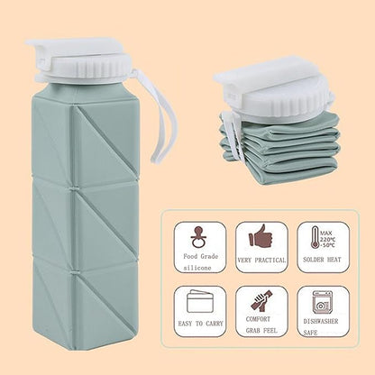 2 pack Collapsible Water Bottles Leakproof Lid–Food-Grade BPA-Free 20.10oz Silicone Travel Bottles–Foldable Lightweight Durable 620ml for Outdoor Travel Gym,Hiking,Camping,Biking Reusable