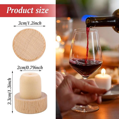 Prasacco 12 Pieces Wine Bottle Corks, T-Shape Wine Cork Stoppers Wooden Wine Stoppers for Wine Bottles Reusable Wine Corks Sealing Plug Bottle Stopper for Beer Wine Bottles DIY Craft Homemade