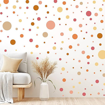 Zonon 264 Pieces Polka Dots Sticker Circle Wall Decal for Bedroom, Playroom Decor Removable Vinyl Stickers Dots Wall Decals(Retro Color)