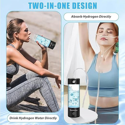 2in1 Hydrogen Water Bottle 2024, Hydrogen Water Generator with SPE PEM Technology Water ion, Hydrogen Dispenser Improves Water Drinking in 3 Minutes for Home, Office, Travel,USB-C Charging (Black)