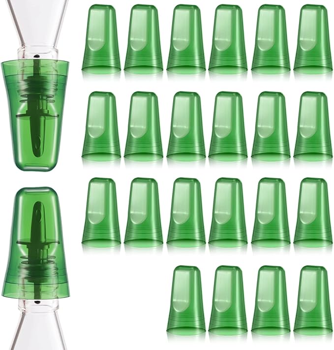 Chengu 24 Pieces Pour Spout Covers Translucent Liquor Pourer Covers Universal Bottle Pour Dispenser Liquor Bottle Covers Liquor Bottle Covers Bottle Cover Dust for Home Kitchen Supplies (Green)