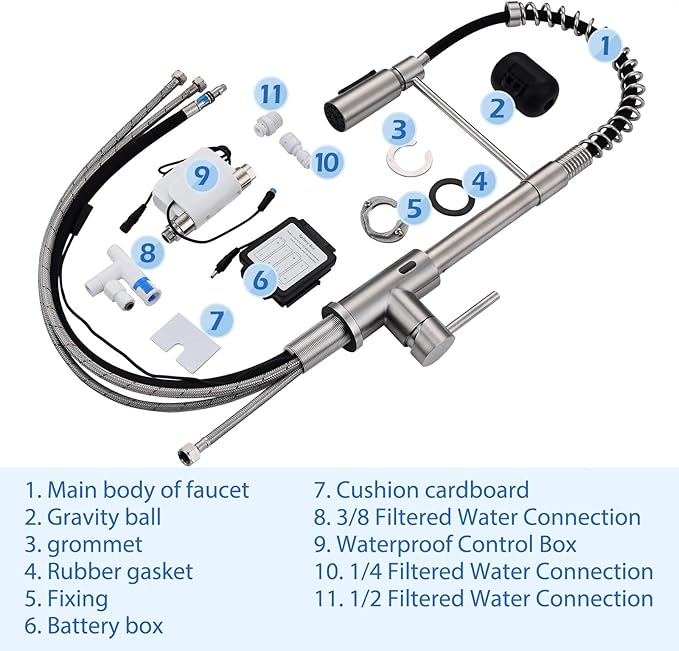 Touchless Kitchen Faucet with Pull Down Sprayer, Brushed Nickel Sensor Commercial Pull-Down Kitchen Sink Faucet, 1 Hole Single Handle Brass Stainless Steel Material