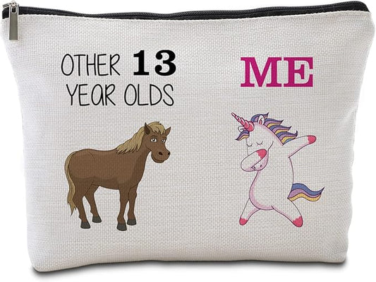 13th Birthday Gifts for Her Travel Makeup Bag Funny Unicorn Gift Bag Other 13 Year Old Me Unicorn 13 Year Old Gift Ideas Birthday Decorations Gifts for Niece Daughter 13 Year Old Girl