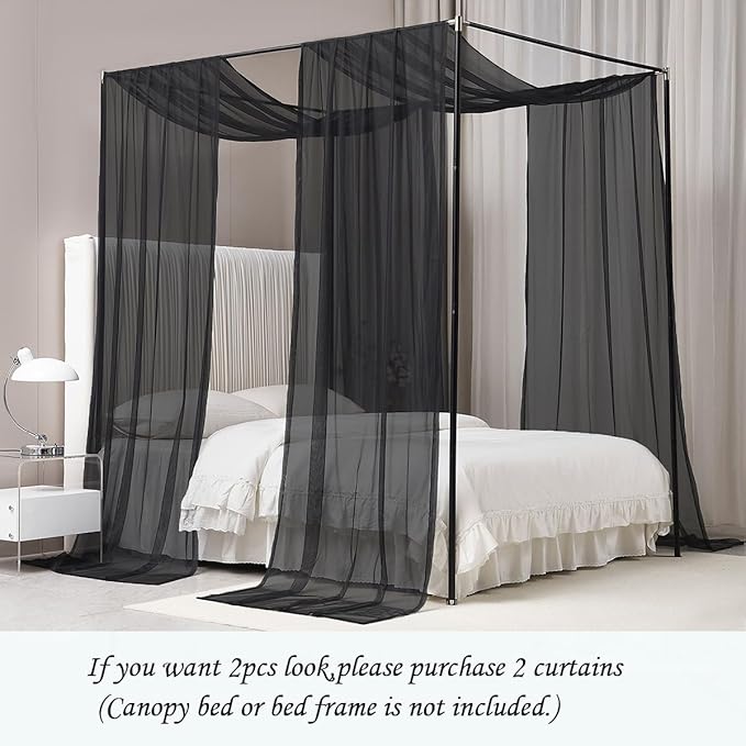 Akiky Bed Canopy Curtains Black Sheer Canopies Bed Drapes Sheer Scarf Valance 1 Canopy Panel Full Queen Size Bed Scarf Valance Home décor