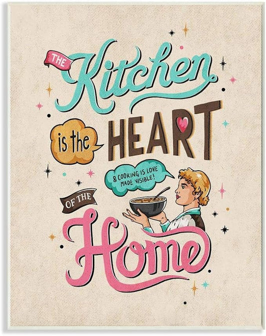 Stupell Industries Kitchen Heart and Home Vintage Comic Book Word, Design by Artist Ester Kay Art, 13 x 0.5 x 19, Wall Plaque