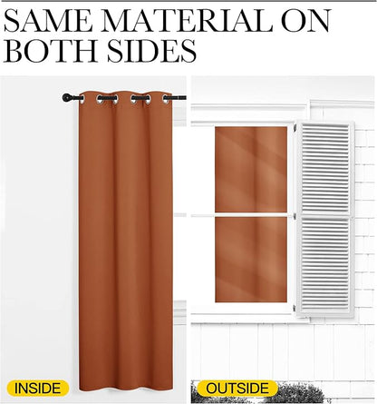 NICETOWN Halloween Burnt Orange Insulated Curtains Blackout Draperies - Triple Weave Microfiber Home Thermal Insulated Solid Ring Top Blackout Curtains/Panels for Bedroom(Set of 2, 55 x 78 Inch)