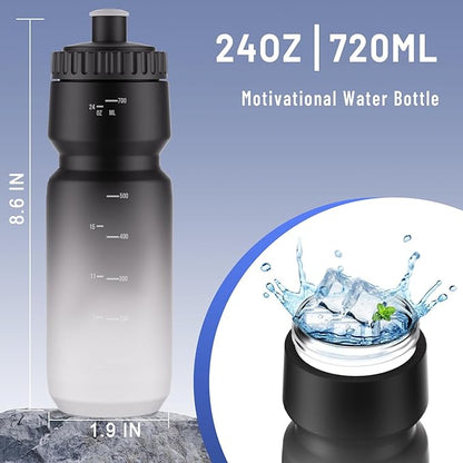 2 Pack Squeeze Water Bottles, 24oz Cycling Water Bottle, 720ml Bike Water Bottles BPA Free for cycling, Running, Hiking etc